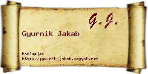Gyurnik Jakab névjegykártya